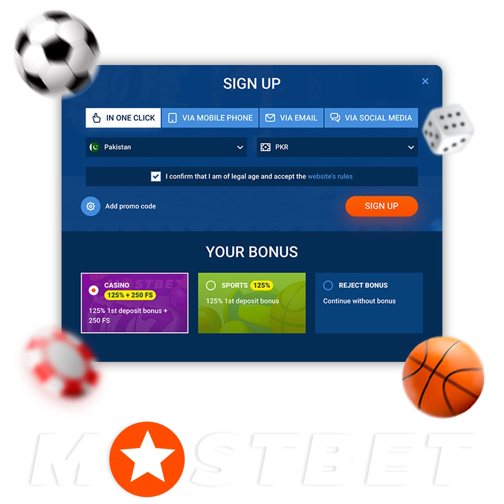 Create a personal account at Mostbet to start betting.