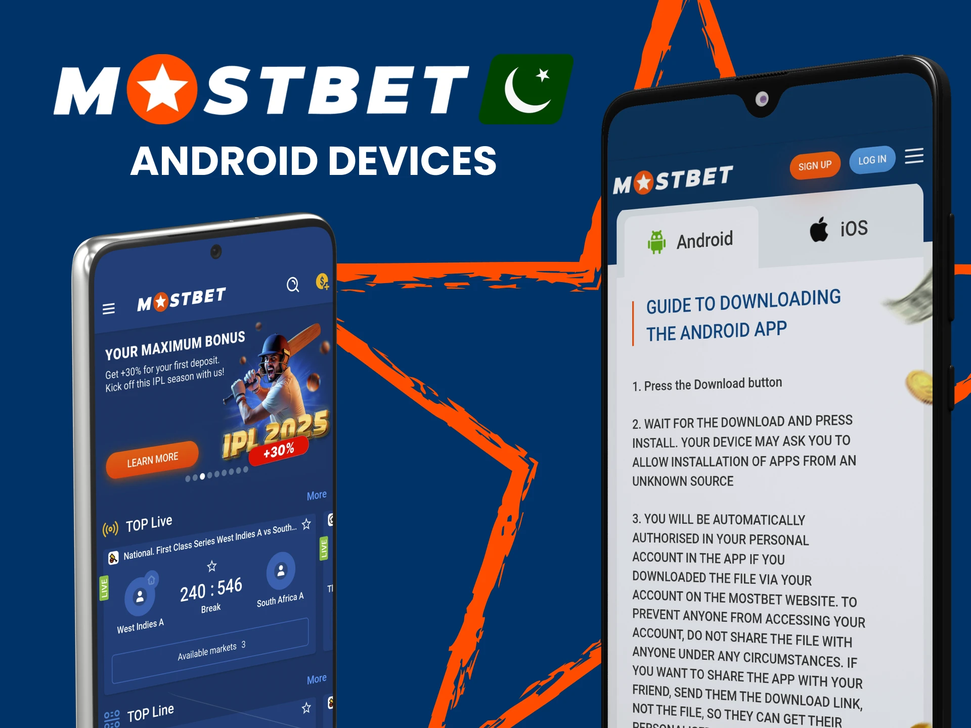 Download the Mostbet app on your Android device.