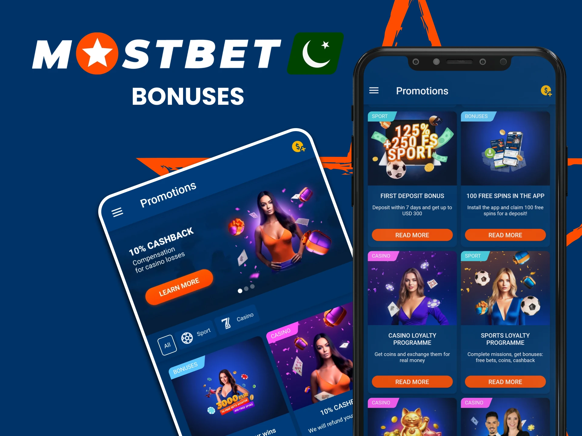 In the Mostbet application you will find many bonuses.