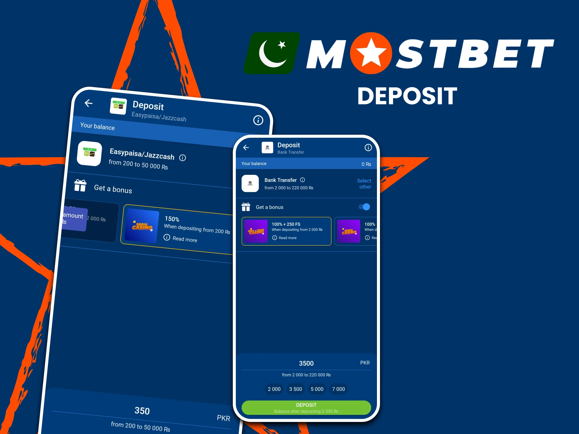 Use the Mostbet app to top up your deposit.