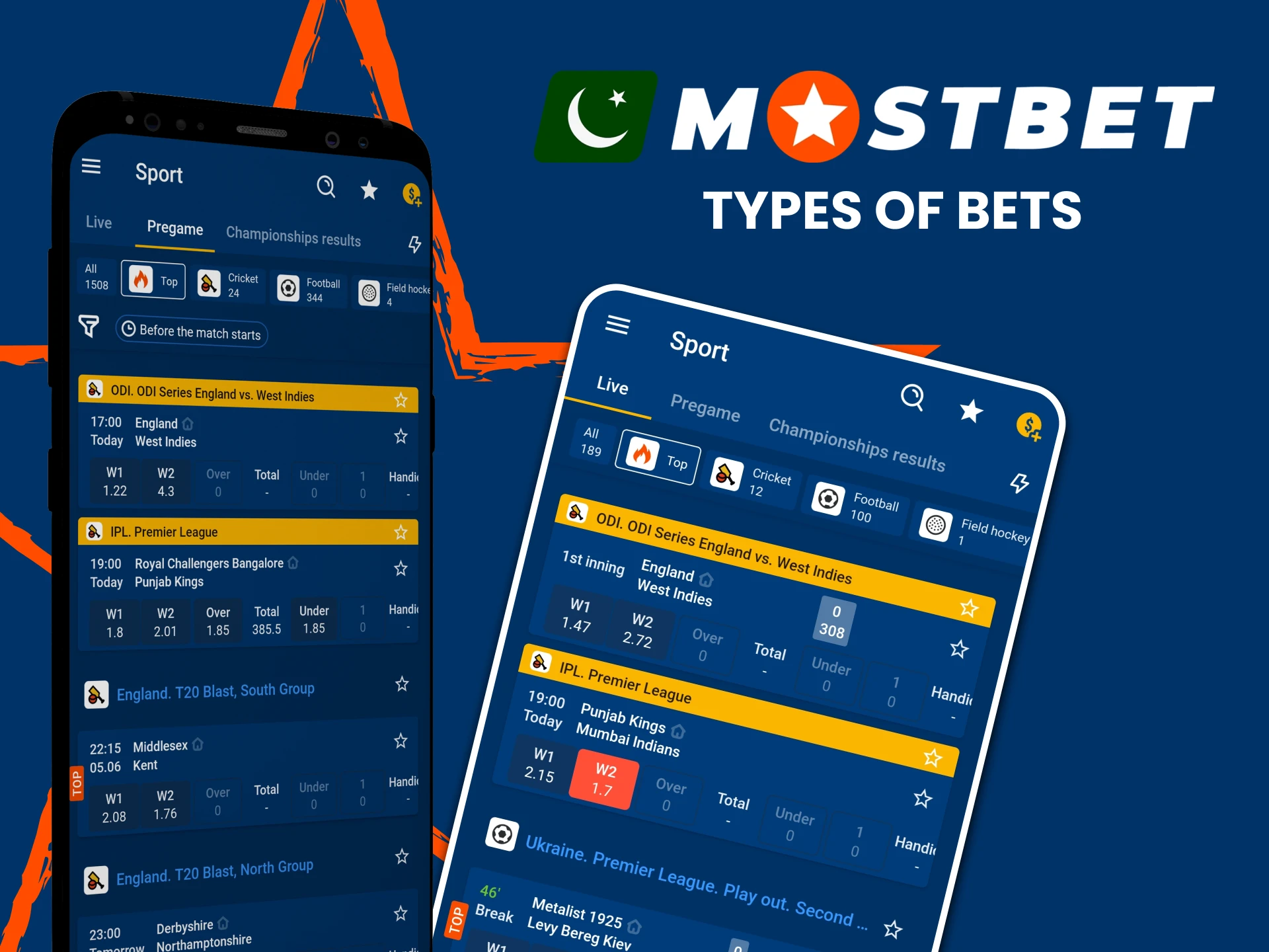 Place bets with the Mostbet app.