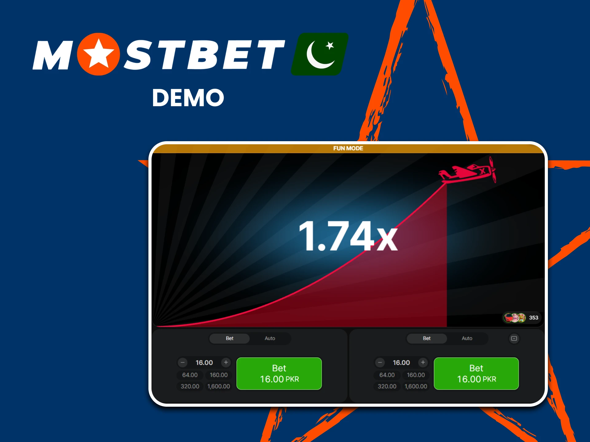 Practice in the demo version of the game Aviator on Mostbet.