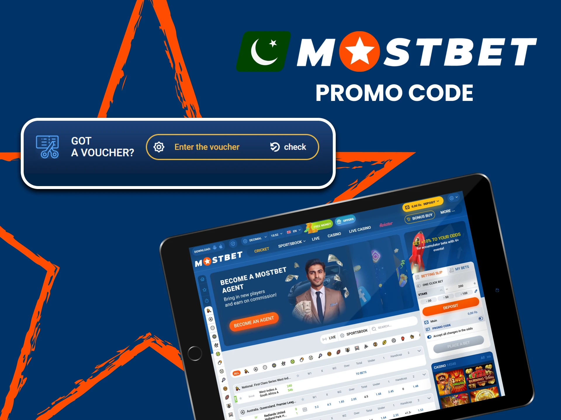 Use the promo code from Mostbet.