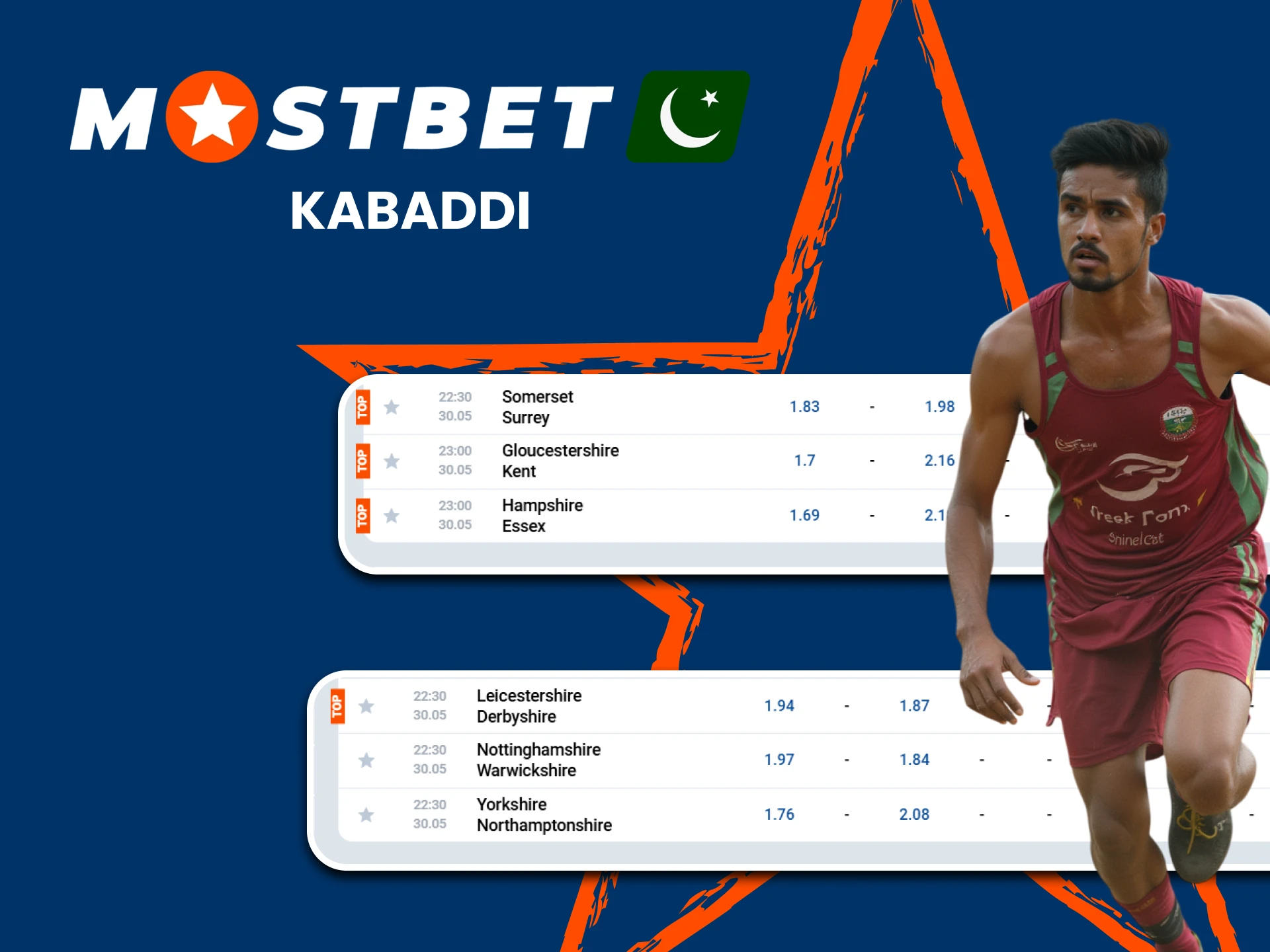 Kabaddi is the best choice for betting on Mostbet.