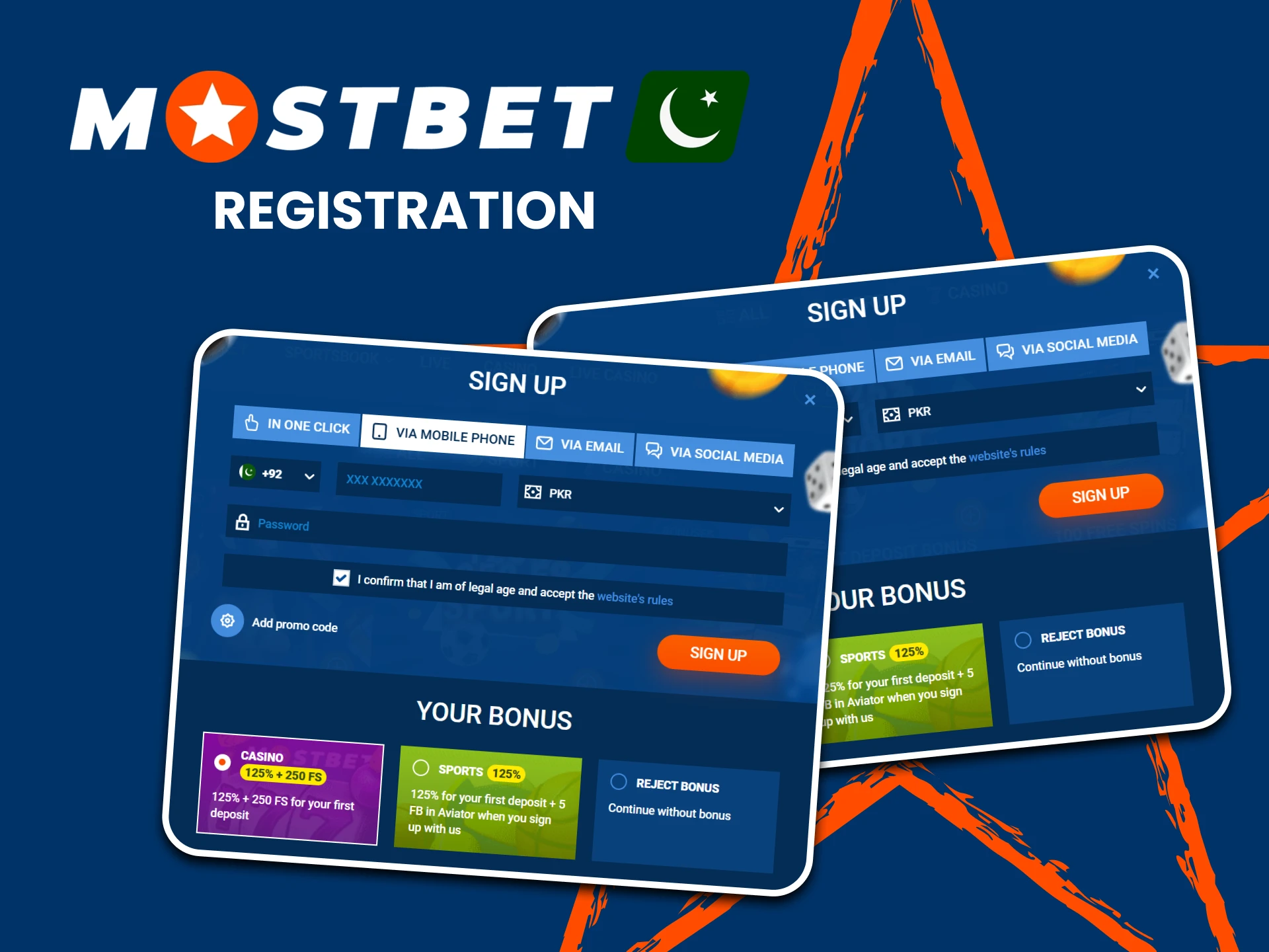 Register on the Mostbet website.