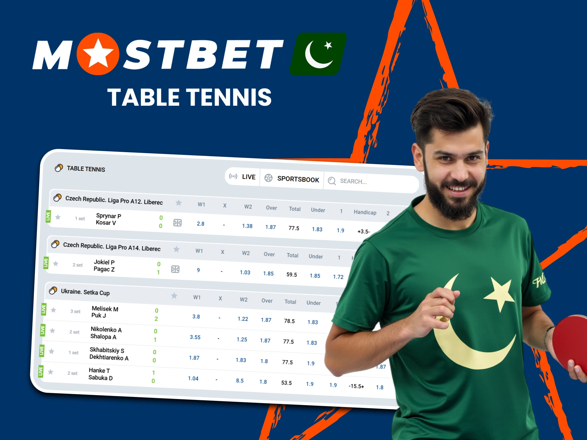 In the sports section you can bet on table tennis.