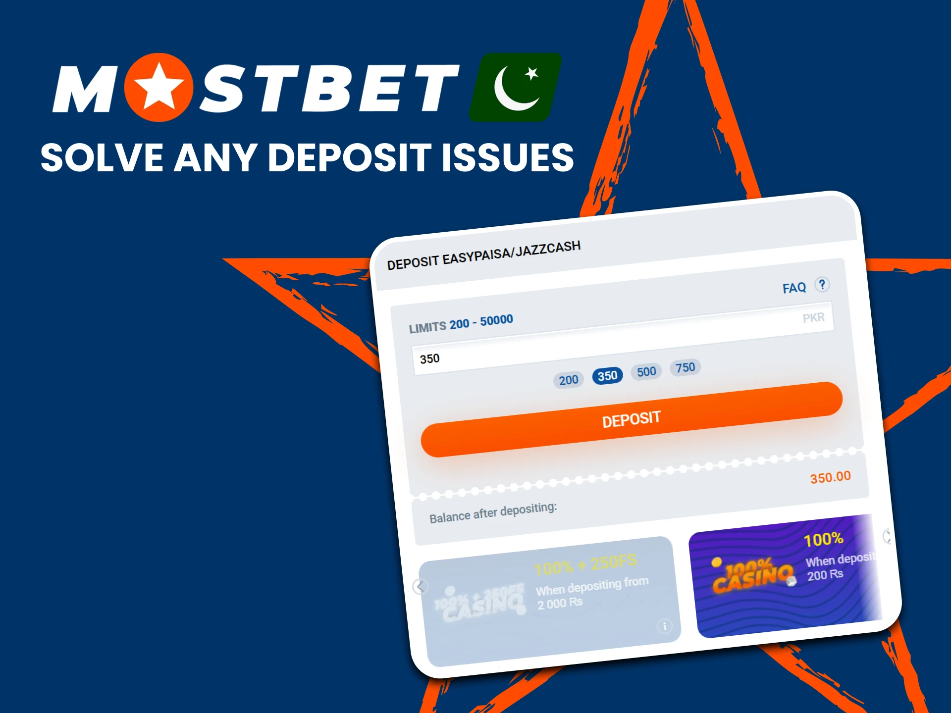 It is very easy to solve problems with a deposit on the Mostbet website.