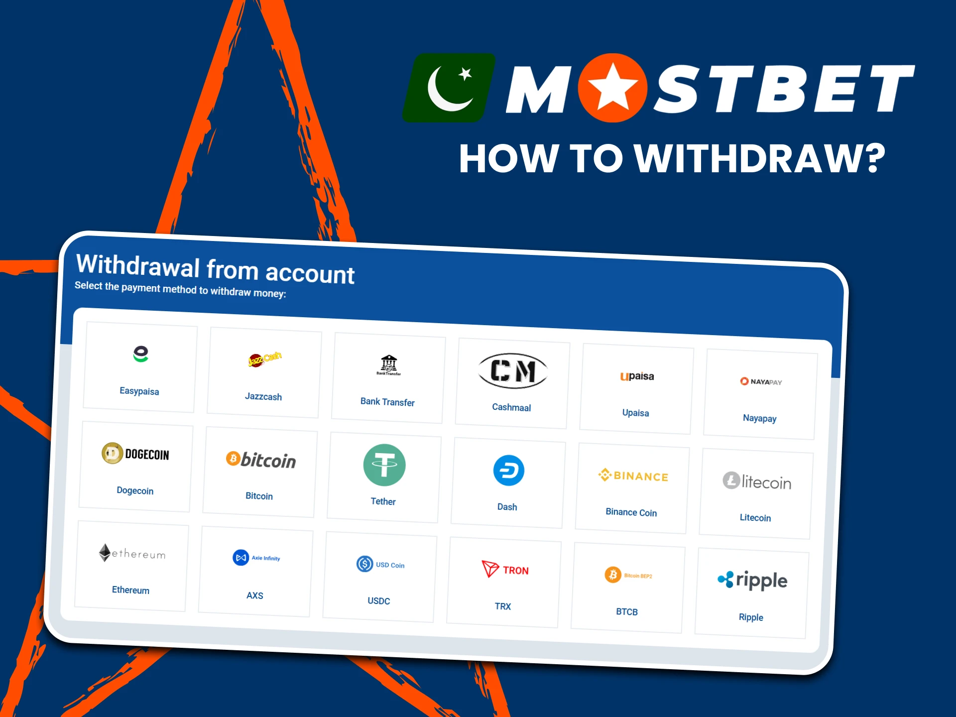 Withdraw funds on the Mostbet website.