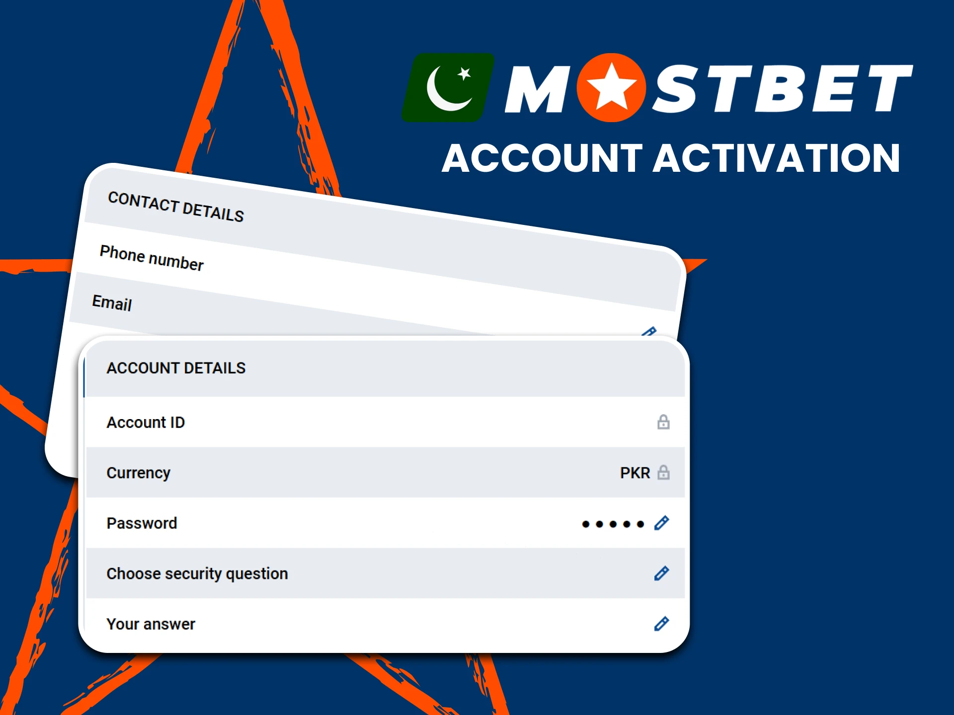 Fill in all the data for the Mostbet website.