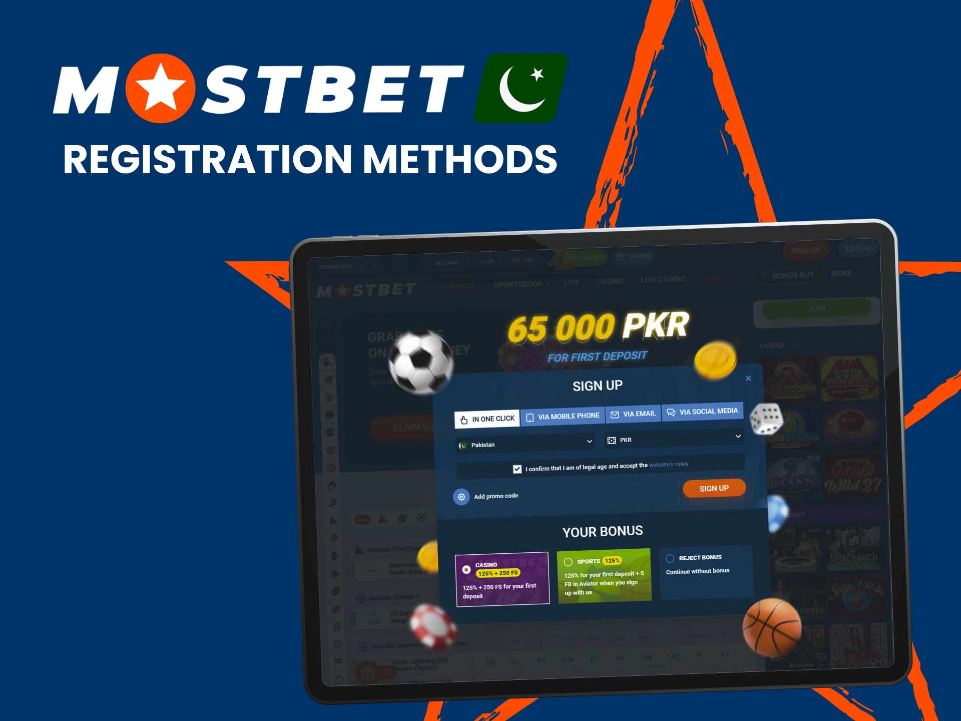 Choose a convenient way to register on Mostbet.