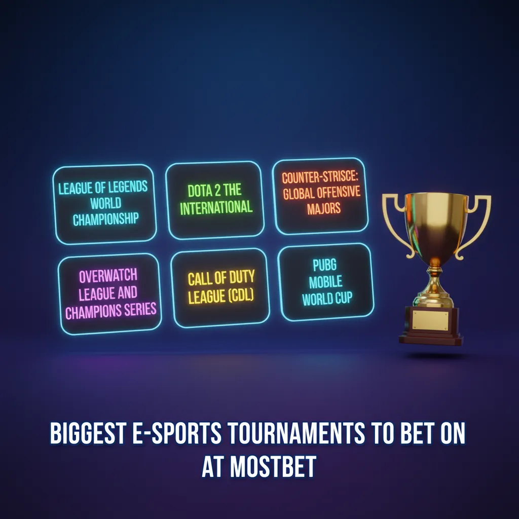 Biggest esports tournaments to bet on at Mostbet: The International, PGL Major, Worlds, VCT Champions, and more.