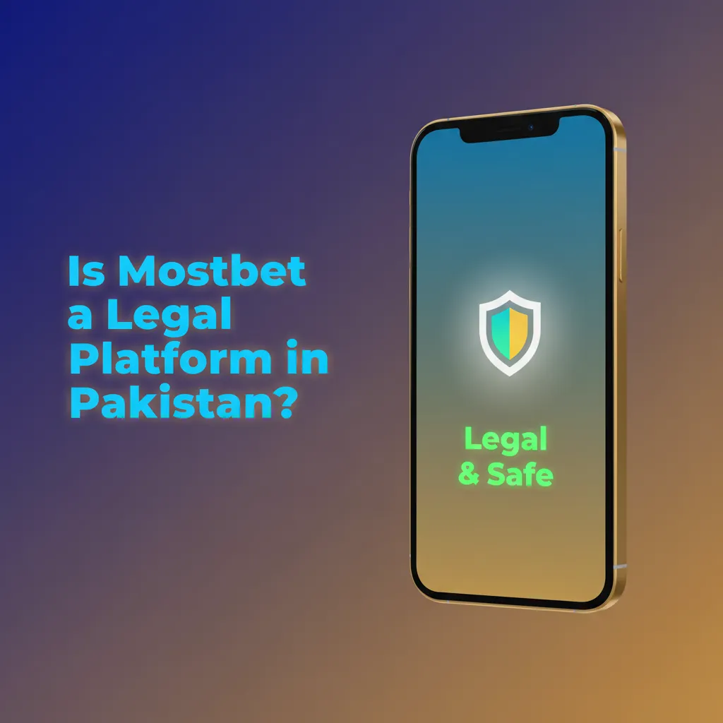 Illustration asking if Mostbet is legal in Pakistan, citing gambling restrictions and a Curaçao eGaming license.