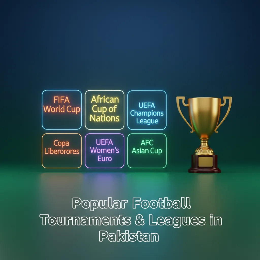 Collage of FIFA World Cup, UEFA CL, EPL, La Liga, Serie A, AFC competitions popular in Pakistan.