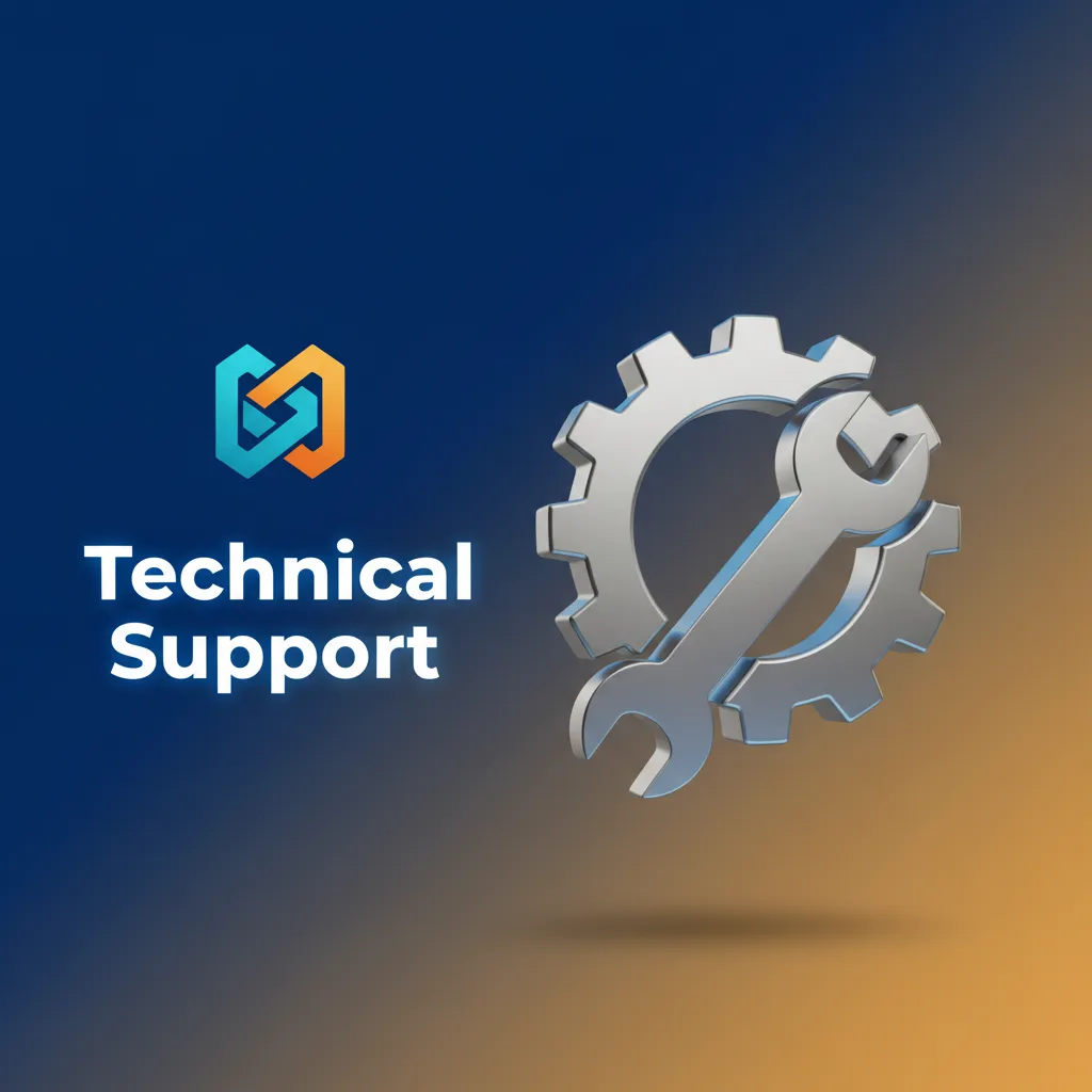Mostbet technical support: agent with headset, live chat on screen, devices and warning icons, clock for response time.
