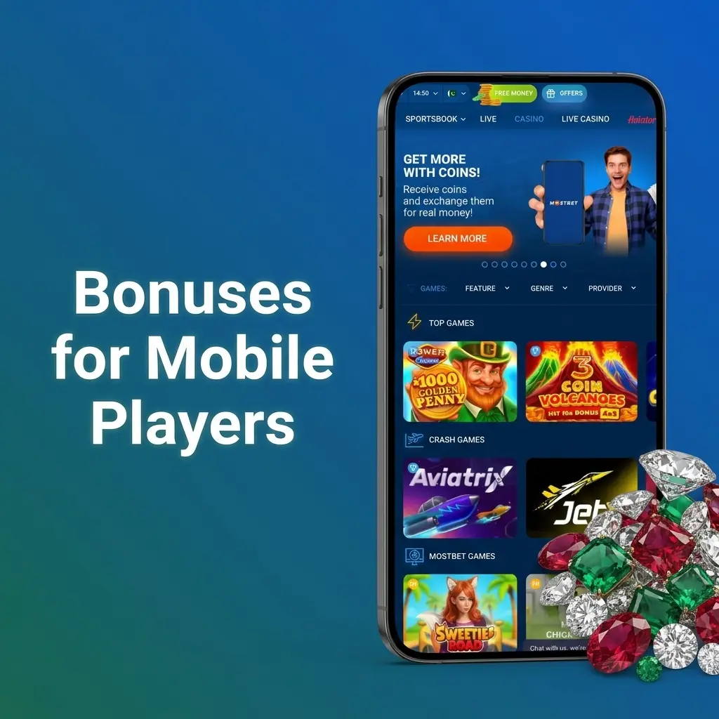 Mostbet mobile app bonuses section for Pakistani players showing promotions and rewards accessible via smartphone