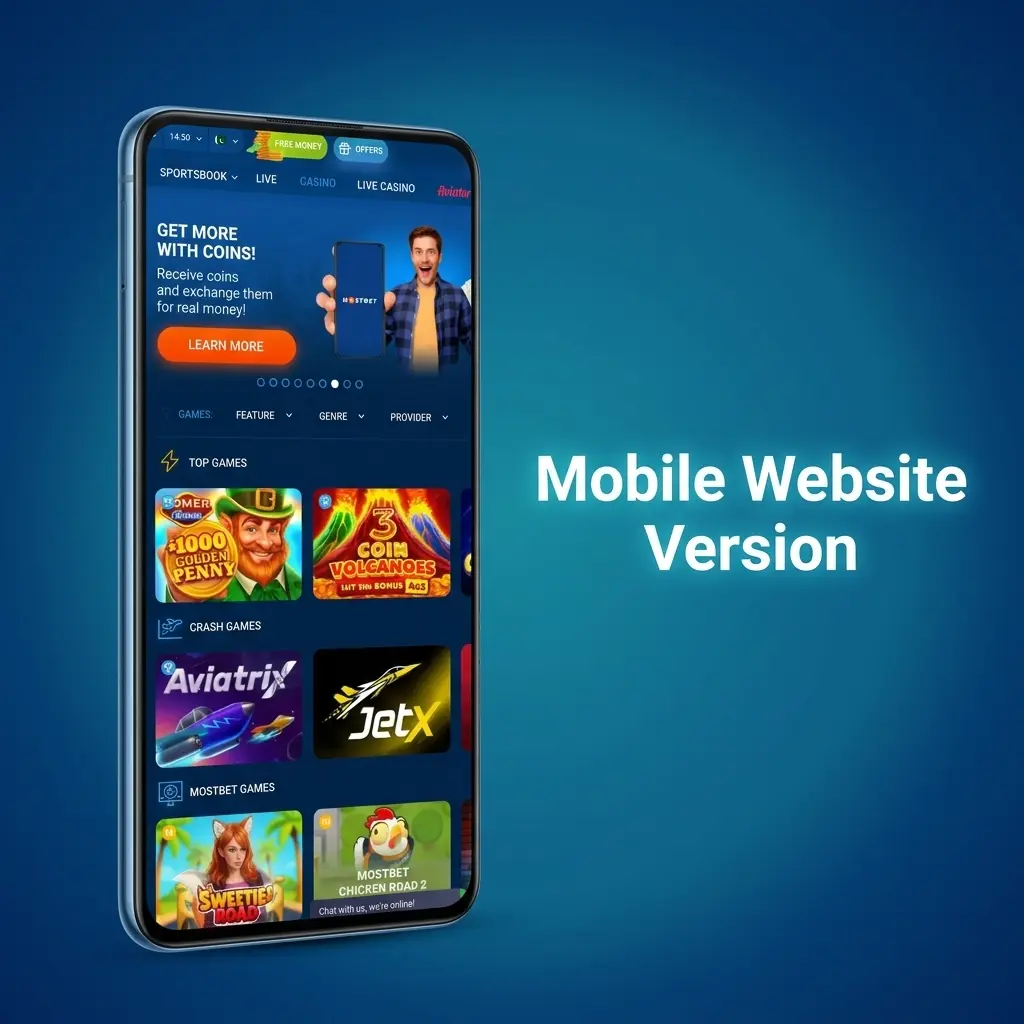 Mostbet mobile website on smartphone browser showing full betting and casino access with fast loading and no app required