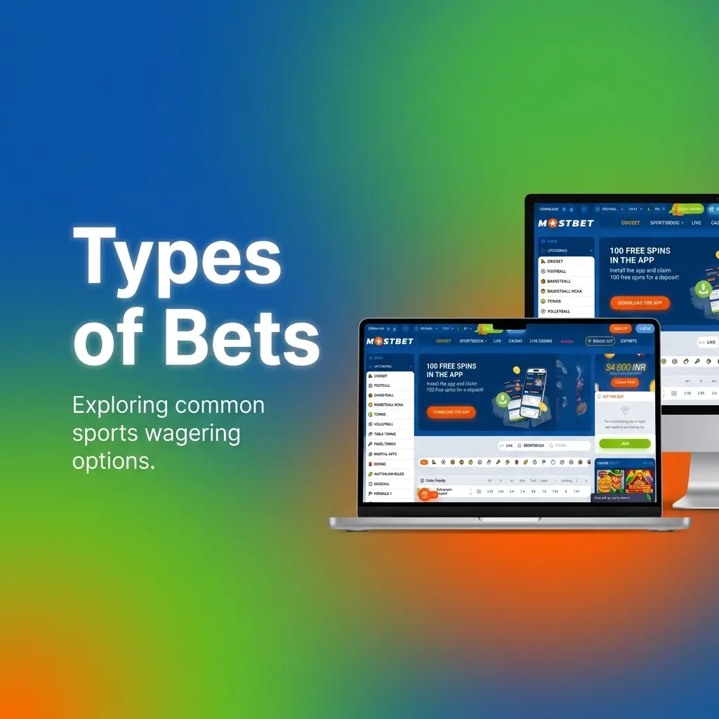 Diagram showing single, express accumulator, and system bet types available on Mostbet for flexible wagering